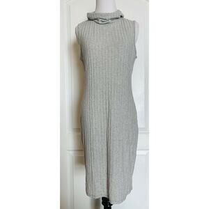 Cowl Neck Maternity Sleeveless Knit Gray Dress Knee Length Casual Stretch M